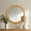 36" Natural Rattan Round Wall Mirror
