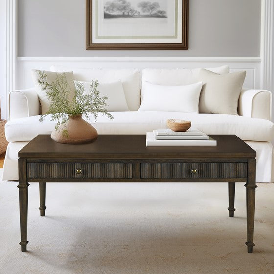 Coffee Table with 2 Fluted Drawers