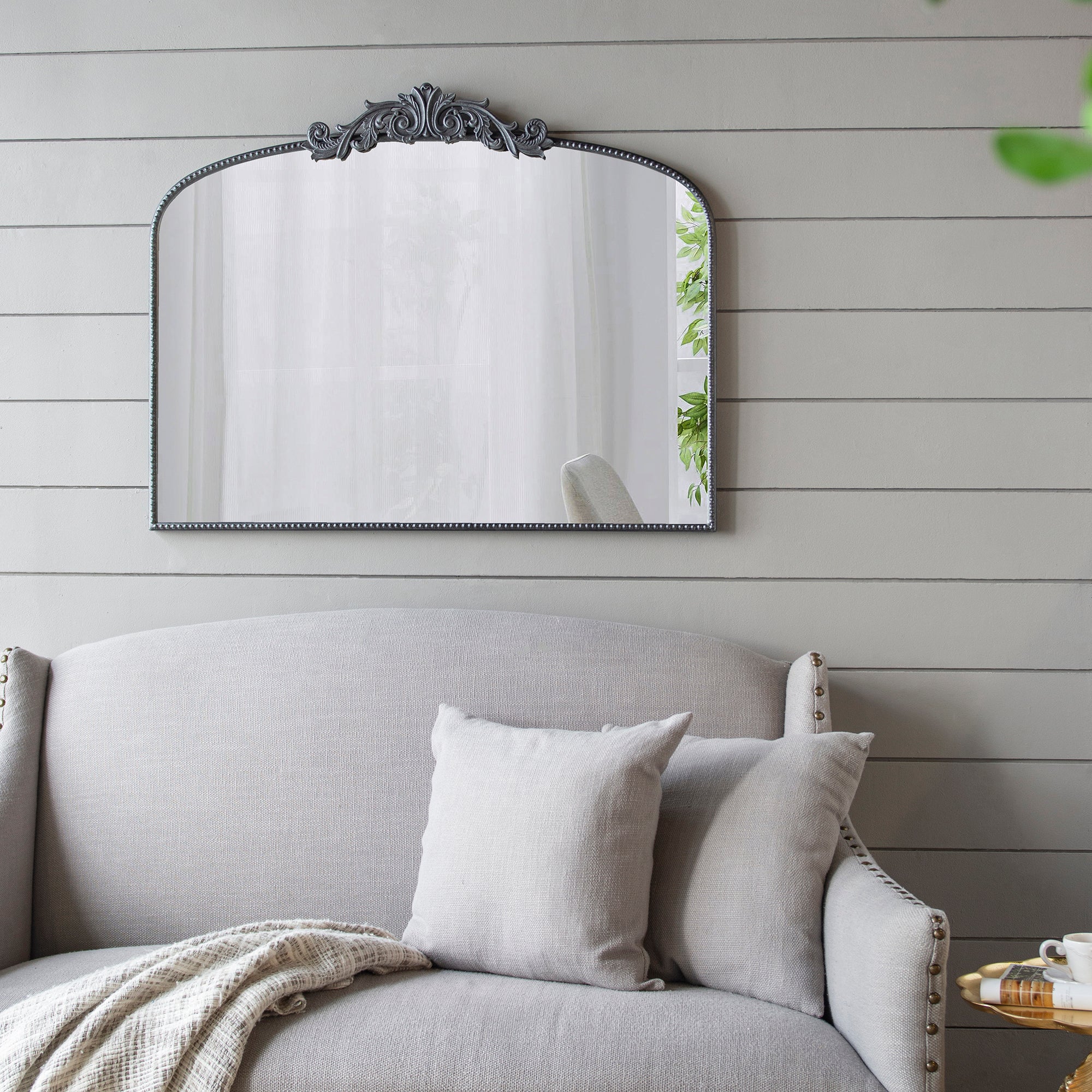 40" x 31" Wall Arch Mirror with Baroque Inspired Frame