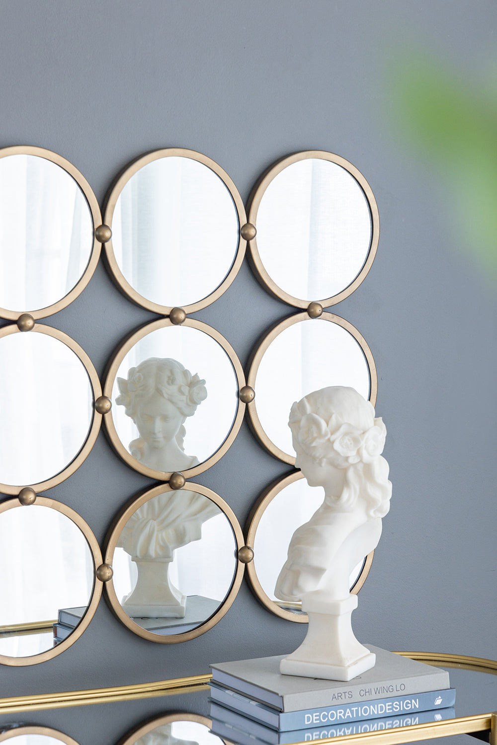 9 Ring Wall Mirror with Metal Frame