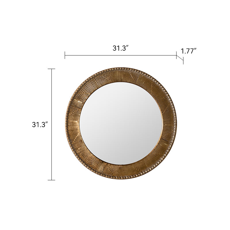 31.3" Gold Textured Round Wall Mirror