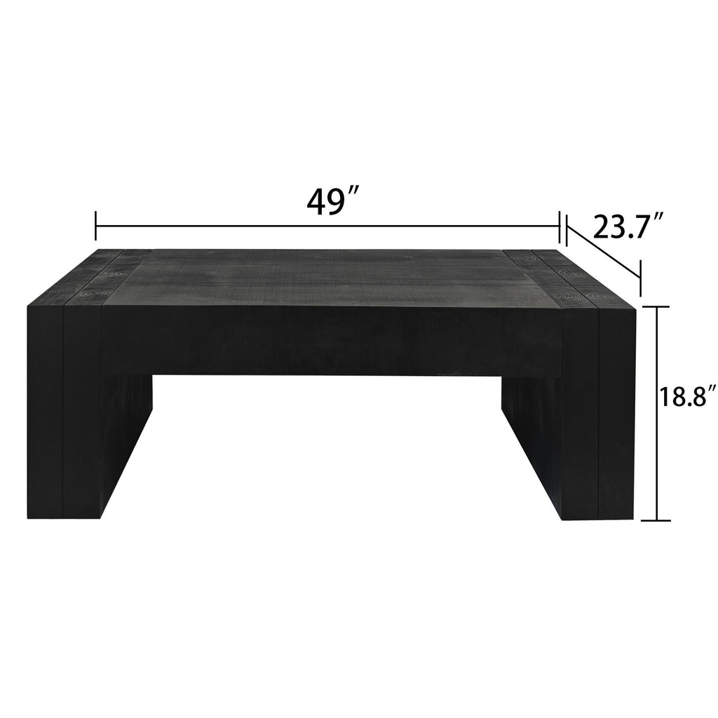 Carrying Rectangular Coffee Table with Wood Frame