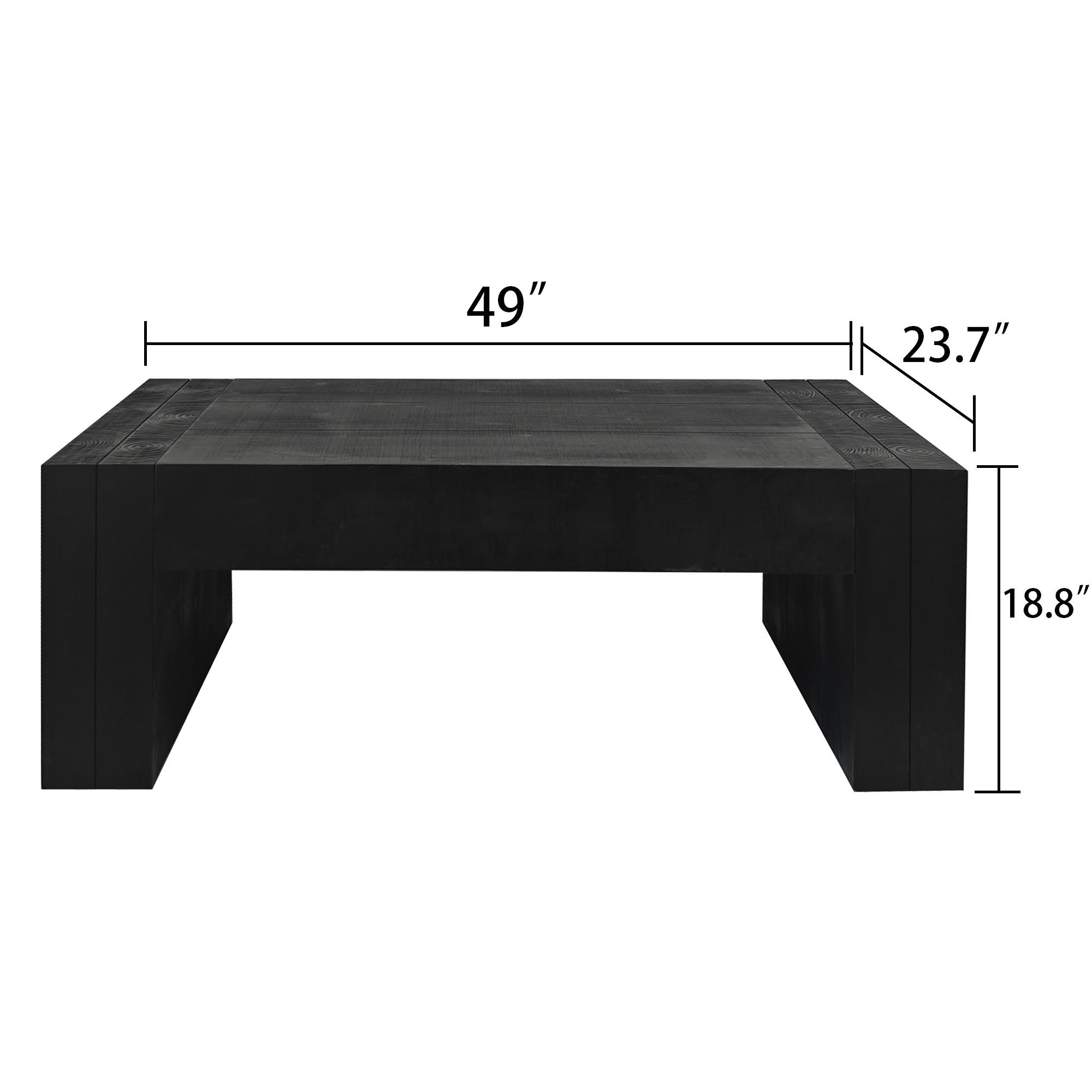Carrying Rectangular Coffee Table with Wood Frame