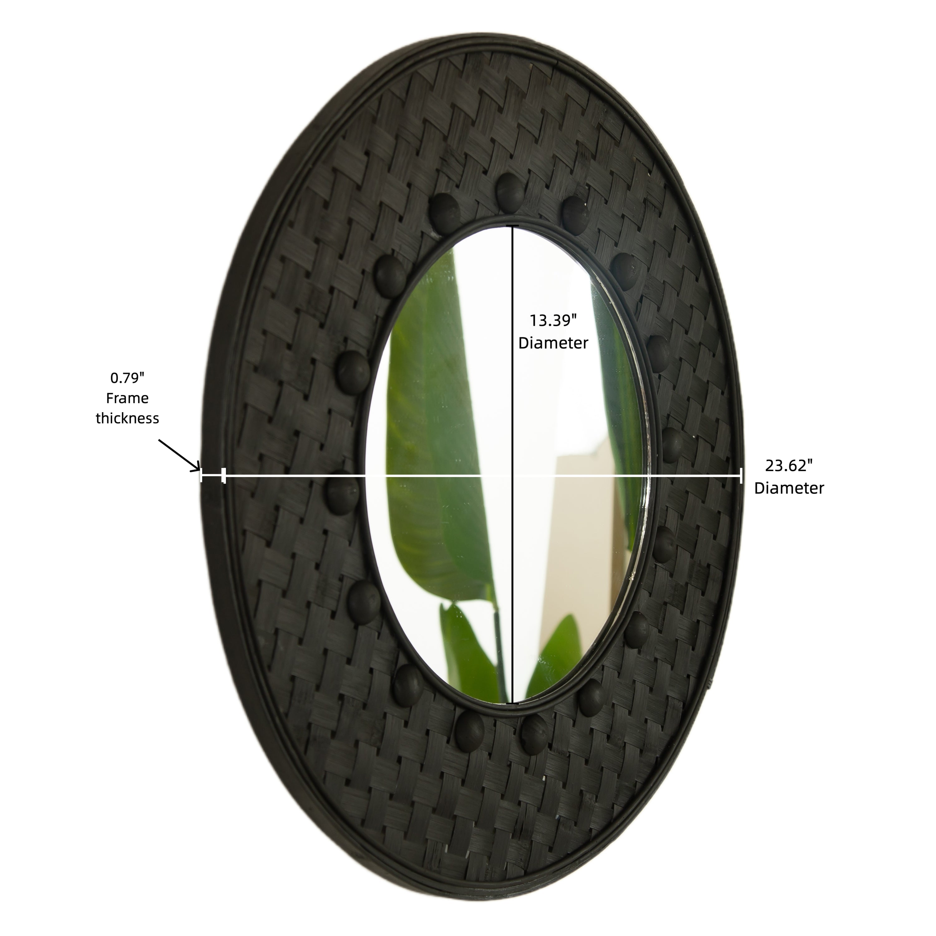 24'' Solea Hand-Woven Black Bamboo Mirror
