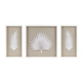 3-Piece Framed Rice Paper Palm Leaves Shadowbox Wall Decor Set