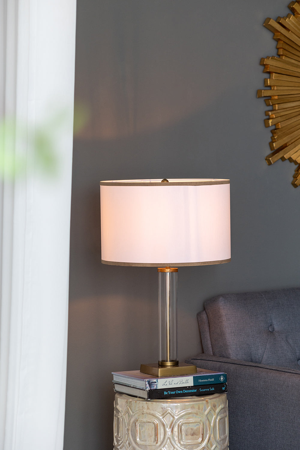 Gold and White Table Lamp