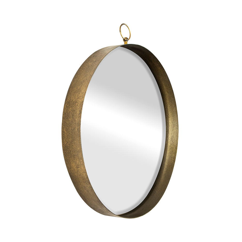 24"x28" Round Wall Mirror with Iron Frame