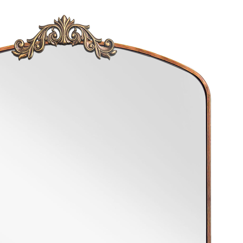 36" x 66" Wall Mirror with Metal Frame and Carved Garland