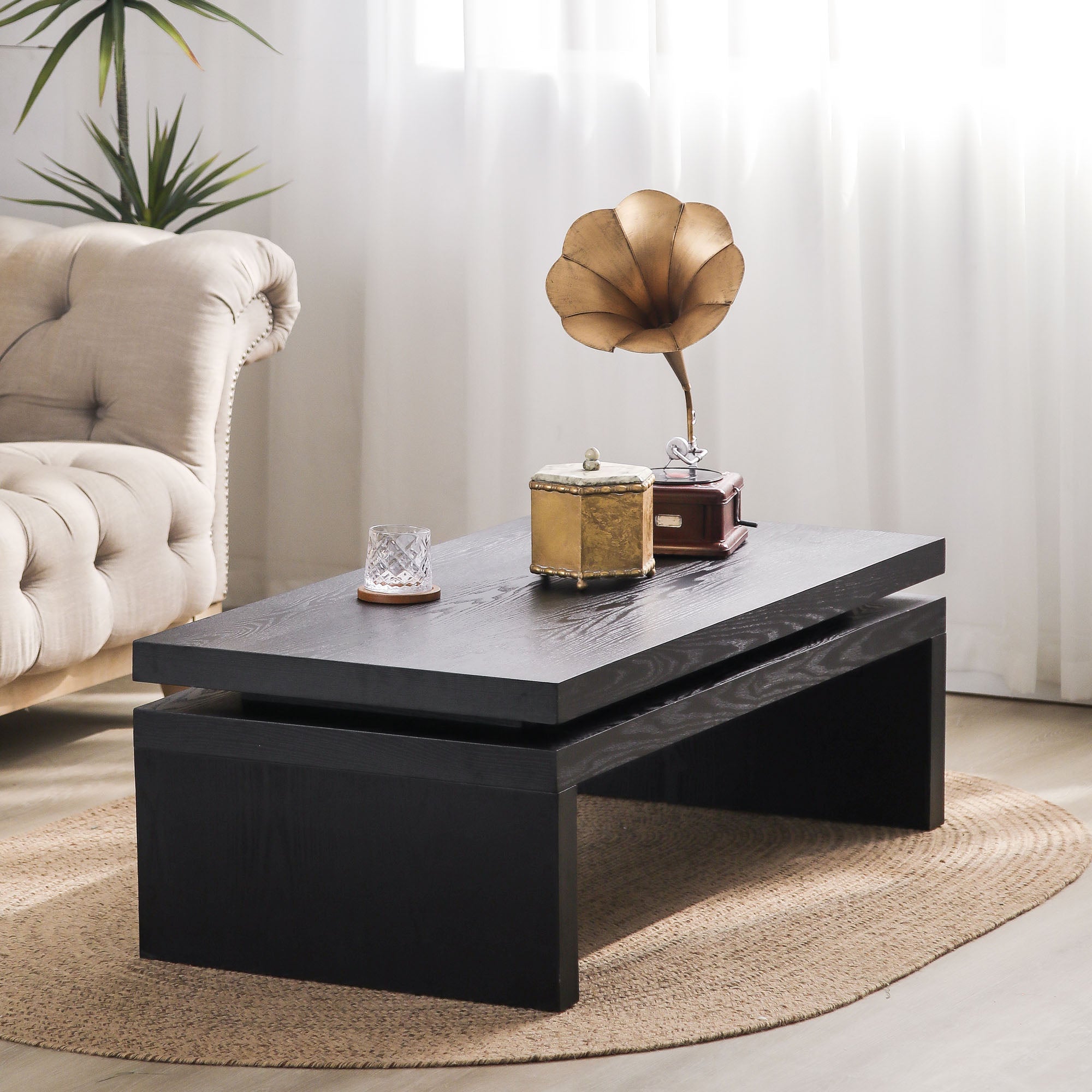 Modern Black Wood Coffee Table