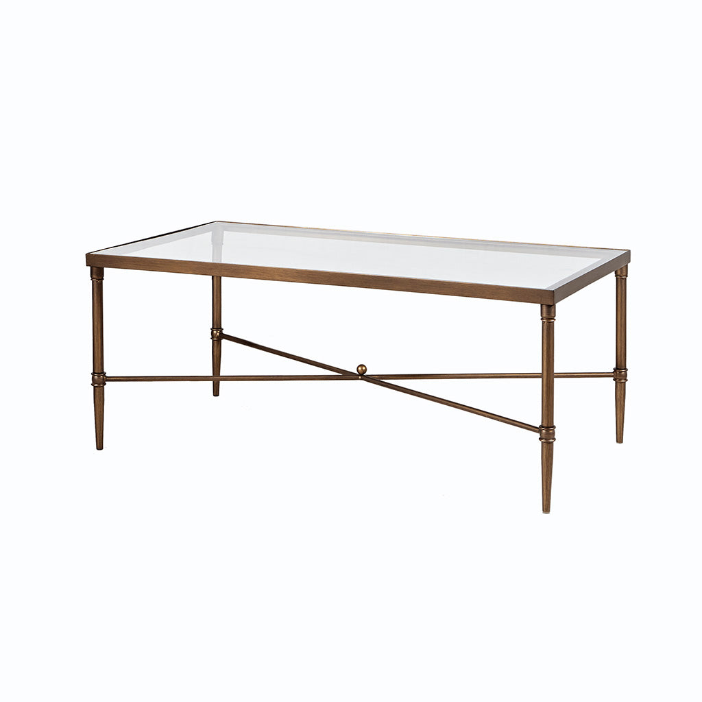 Bronze Coffee Table with Tempered Glass Top