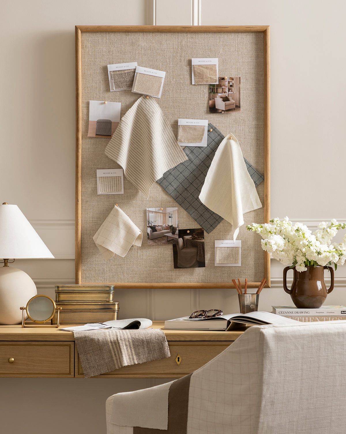 Oak & Linen Memo Board