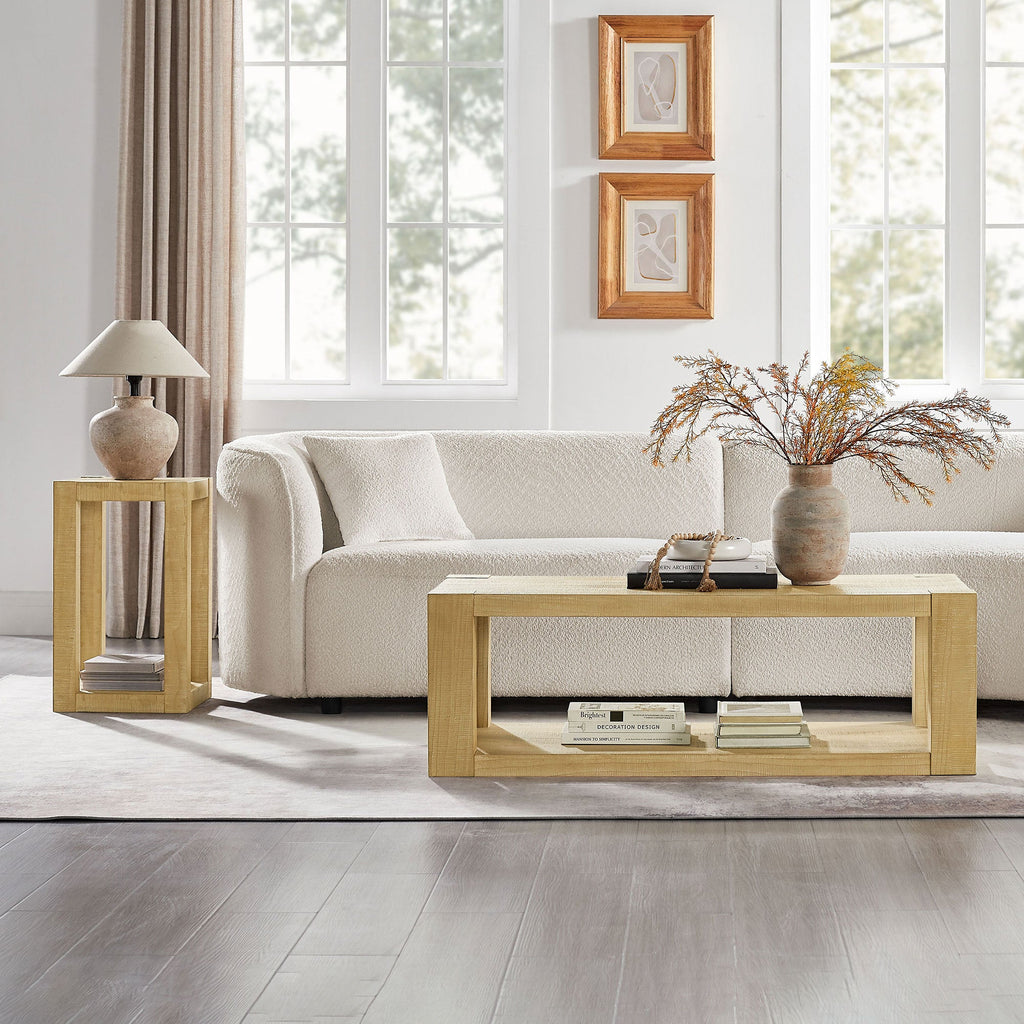 2-Piece Modern 2-Tier Rectangle Coffee Table Set