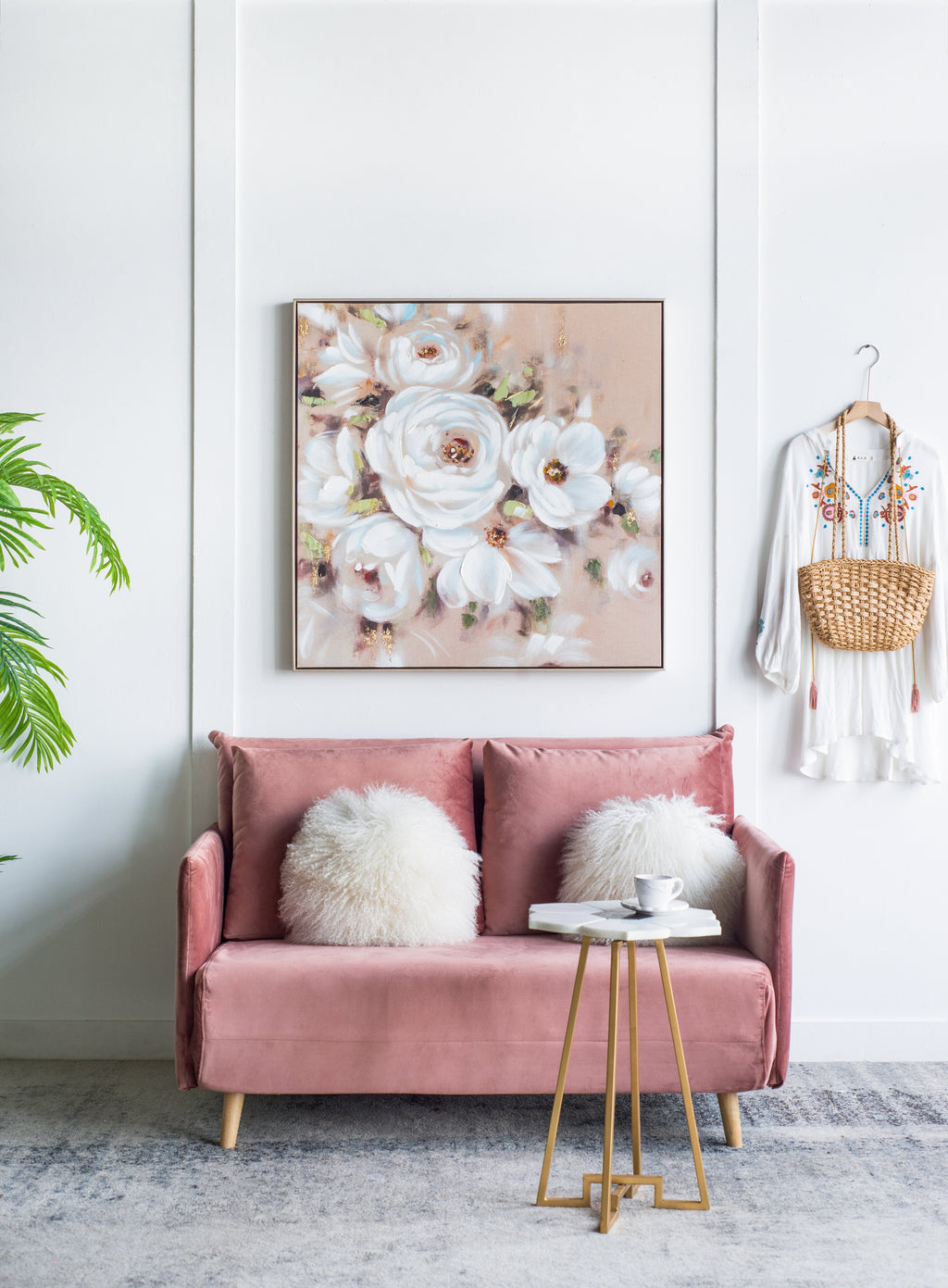 36" x 36" Square Wall Art with Flower Print