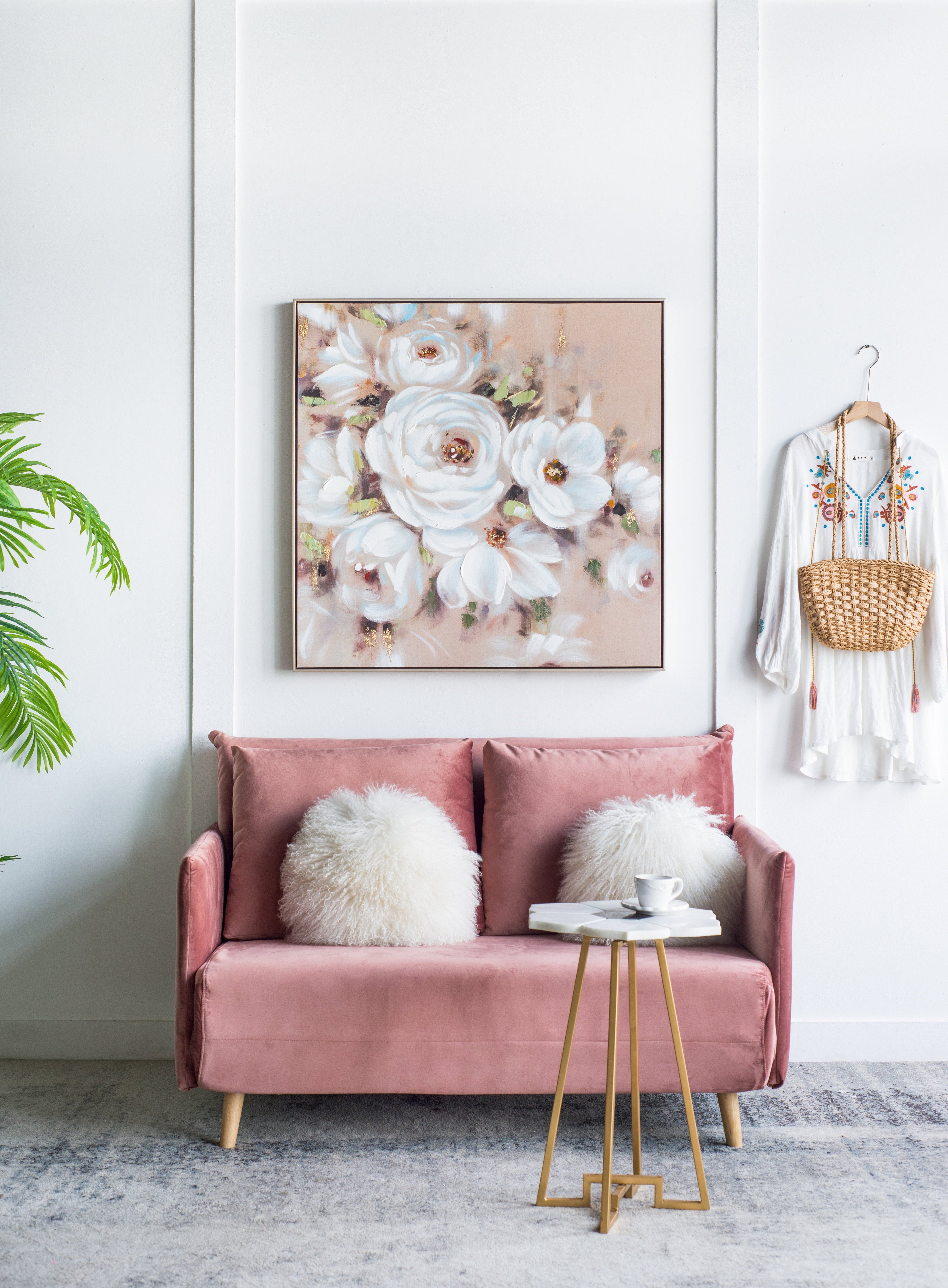36" x 36" Square Wall Art with Flower Print
