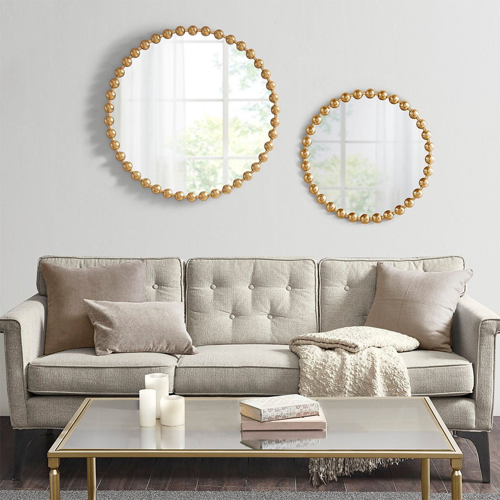 27" Diameter Beaded Round Wall Mirror