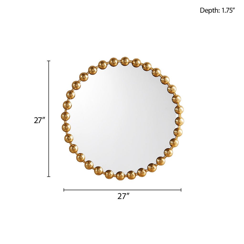 27" Diameter Beaded Round Wall Mirror