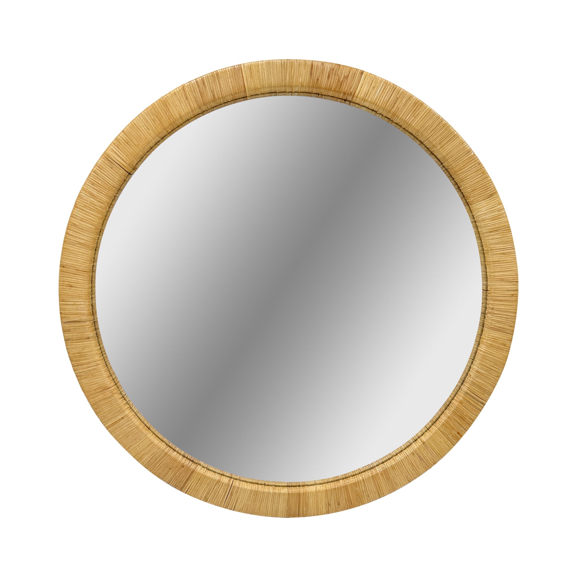 36" Natural Rattan Round Wall Mirror