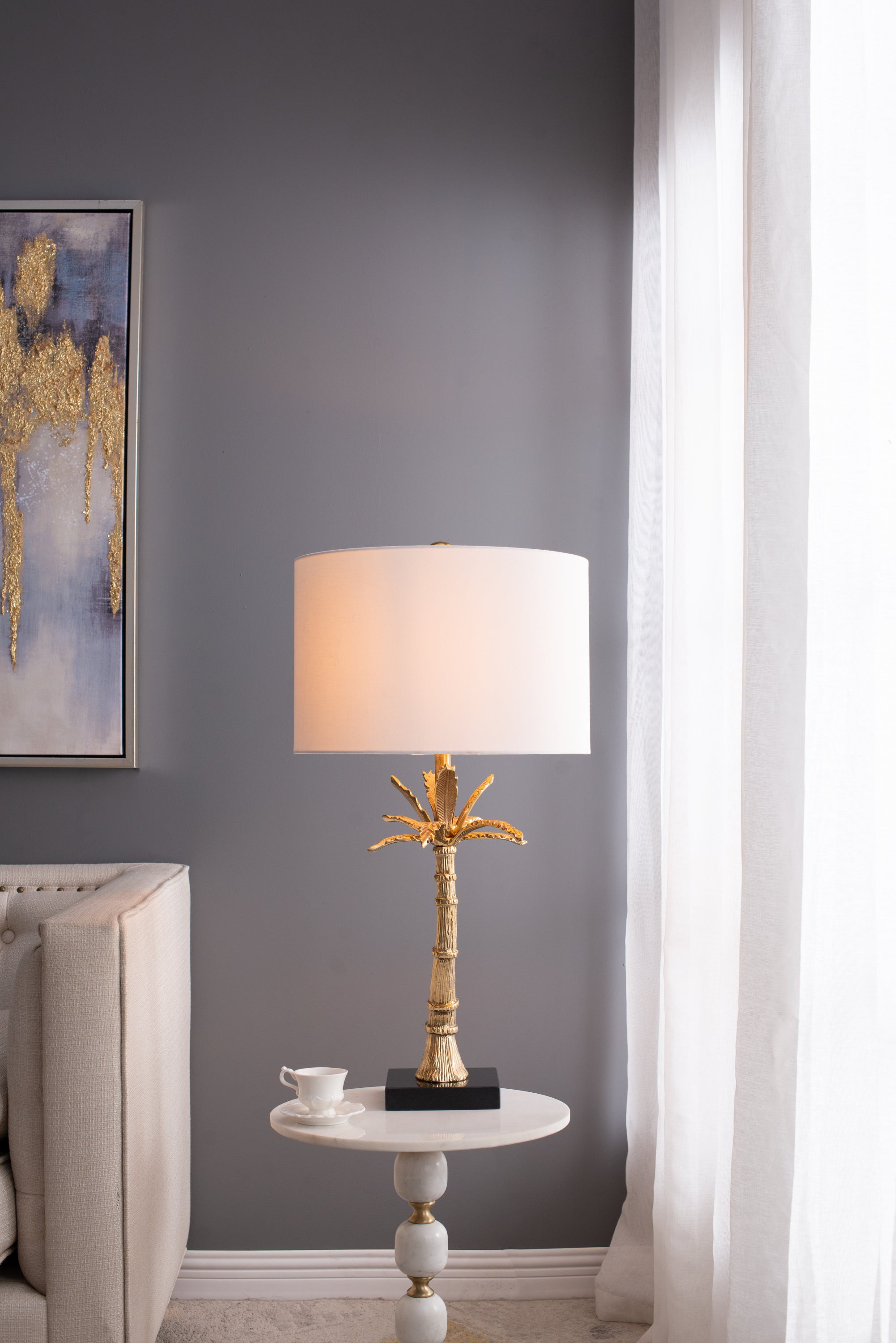 Leaf Lamp with Marble Base