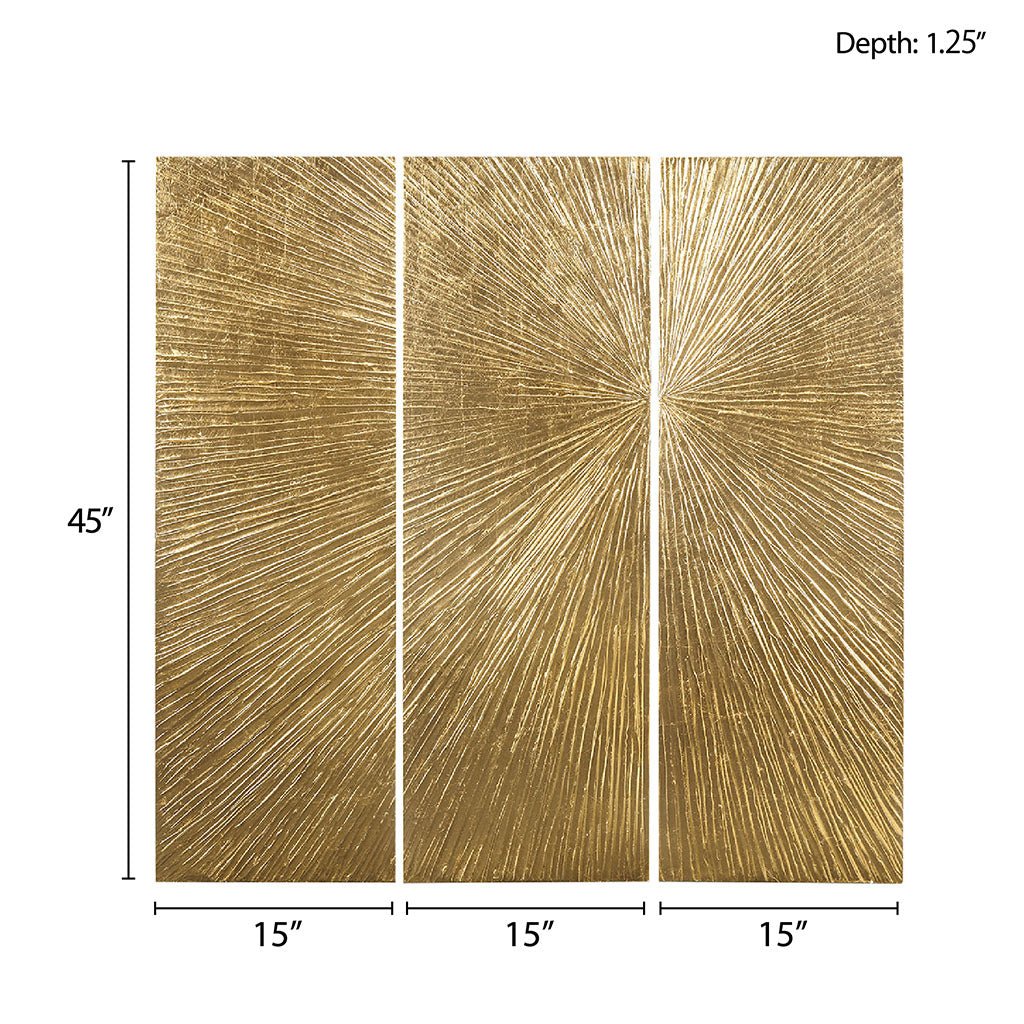 3-Piece Hand Painted Wall Art Set with Metallic Art