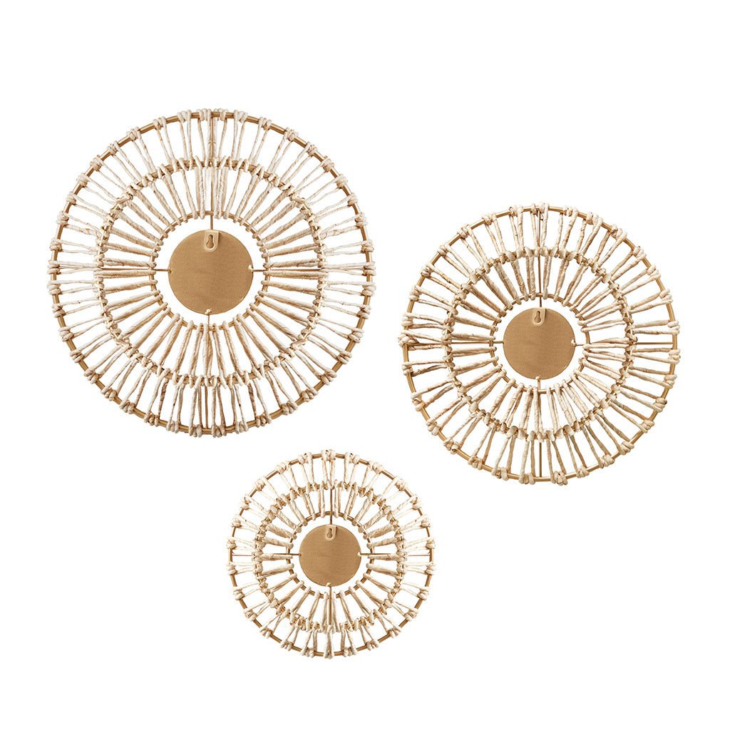 3-Piece Wall Art Set with Metal Frame and Mirror Glass in Center