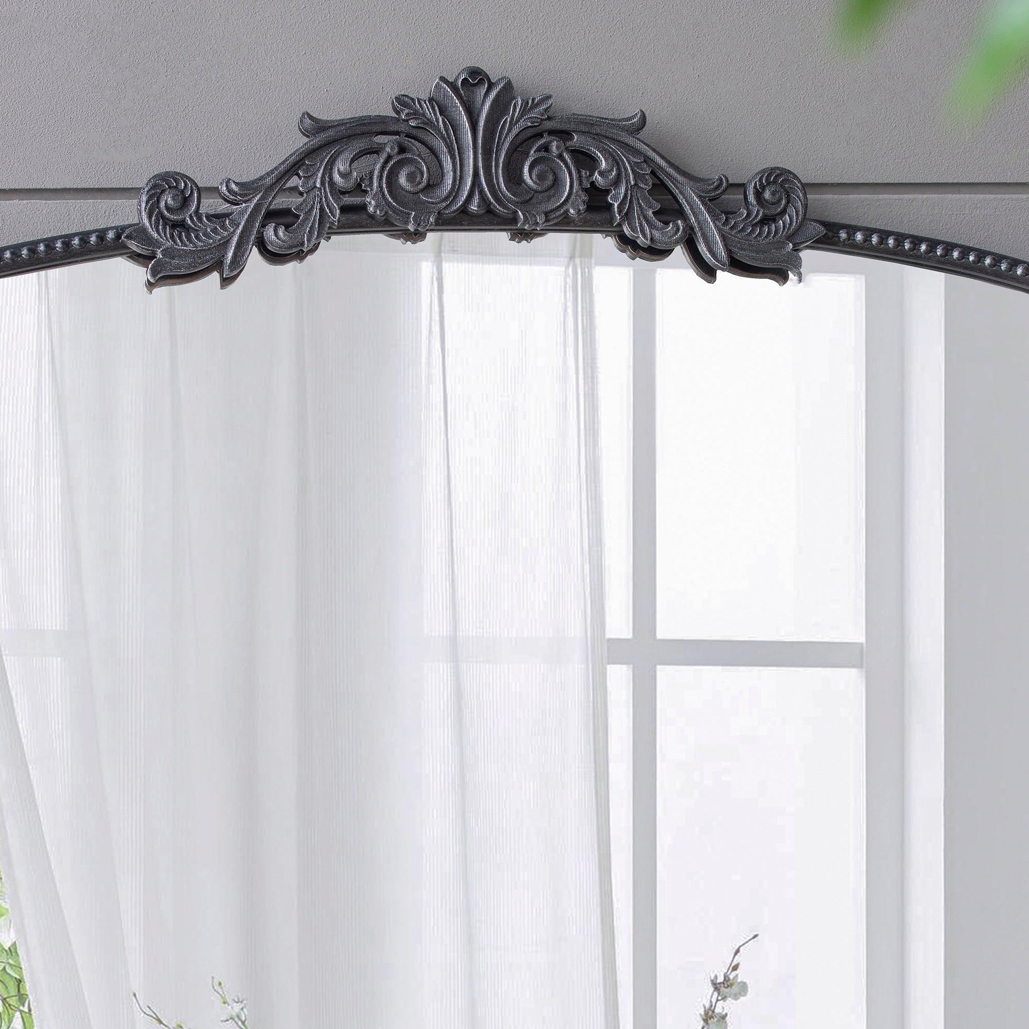40" x 31" Wall Arch Mirror with Baroque Inspired Frame