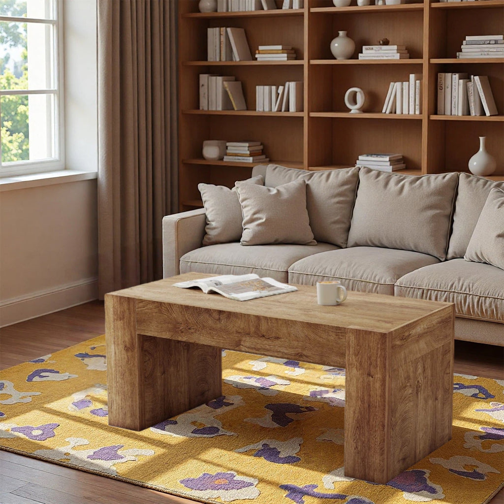 48" Farmhouse Rectangle Coffee Table with Hidden Storage Drawer