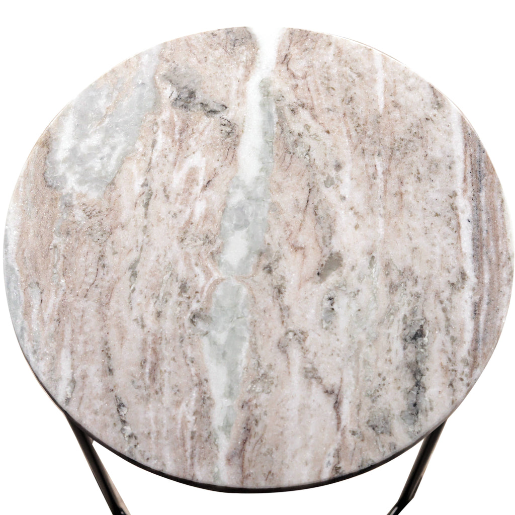 Marble Nesting Coffee Table With Black Metal Frame, Set of 2