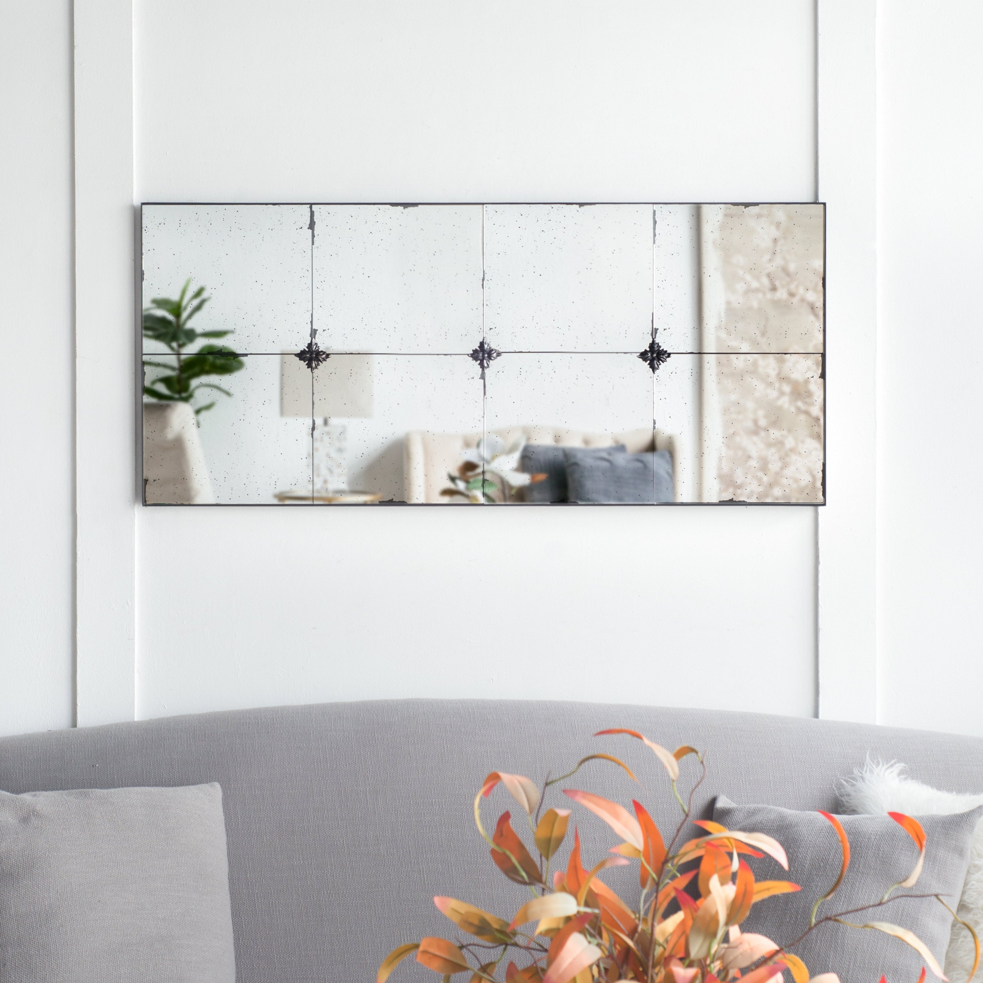 21" x 47" Rectangle Wall Mirror with Metal Accents