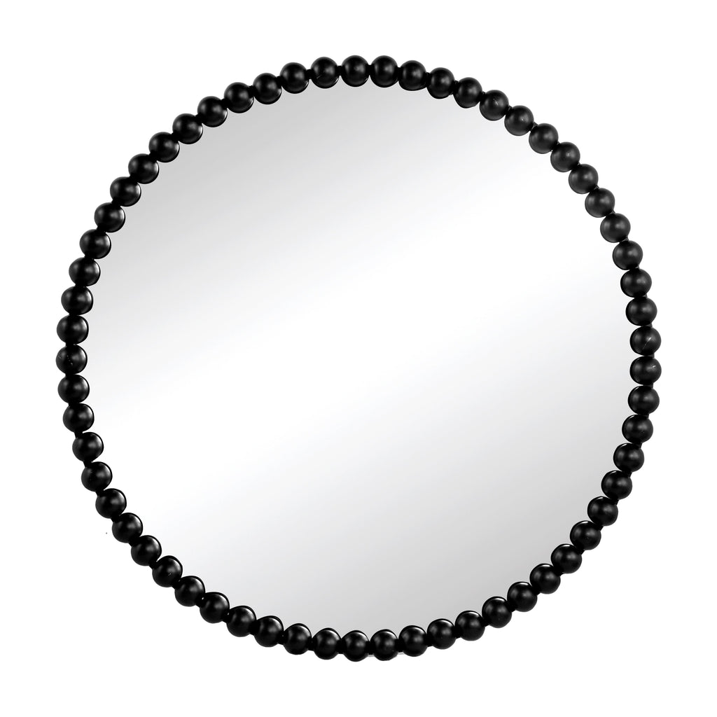 32" Circle Wall Mirror with Metal Beaded Frame