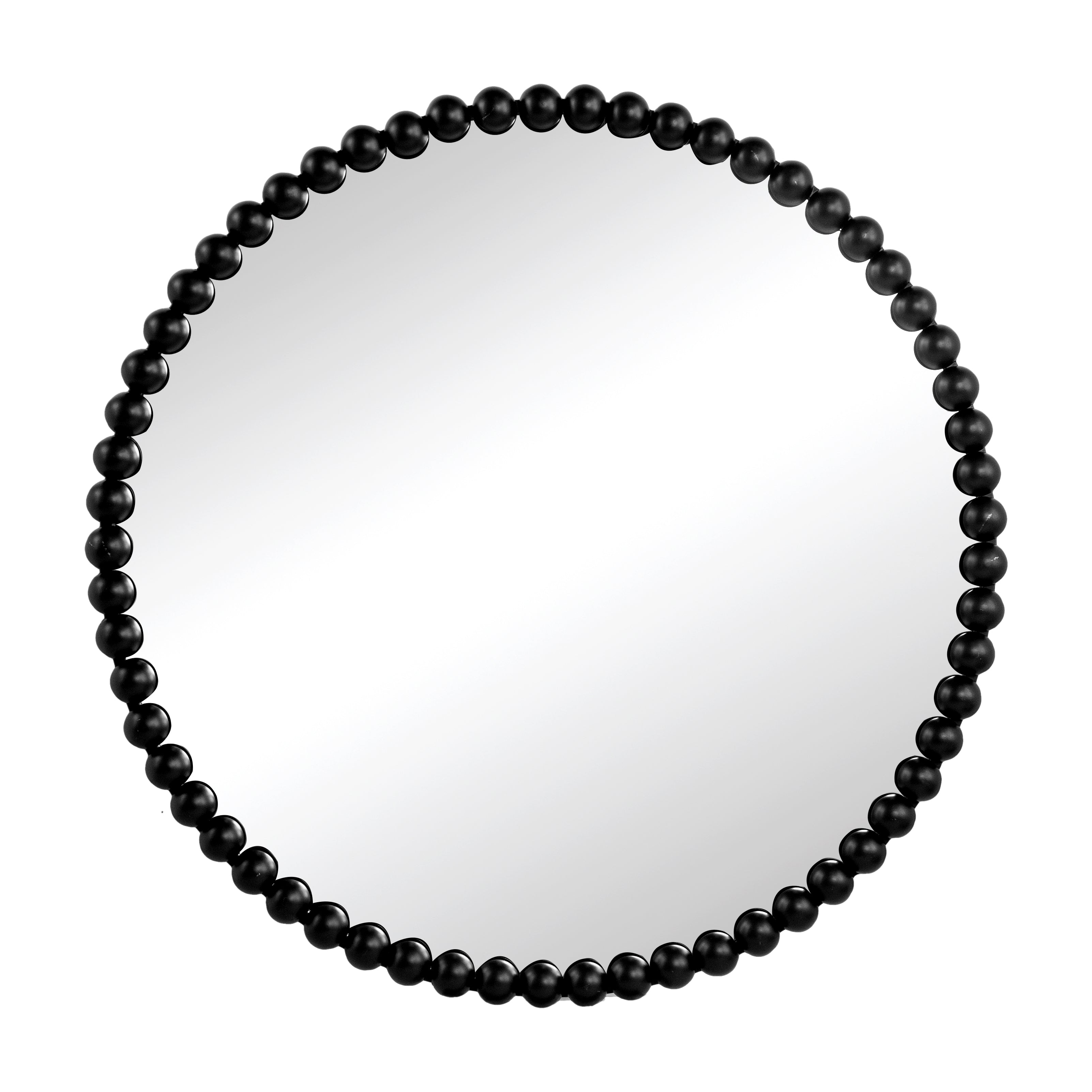 32" Circle Wall Mirror with Metal Beaded Frame