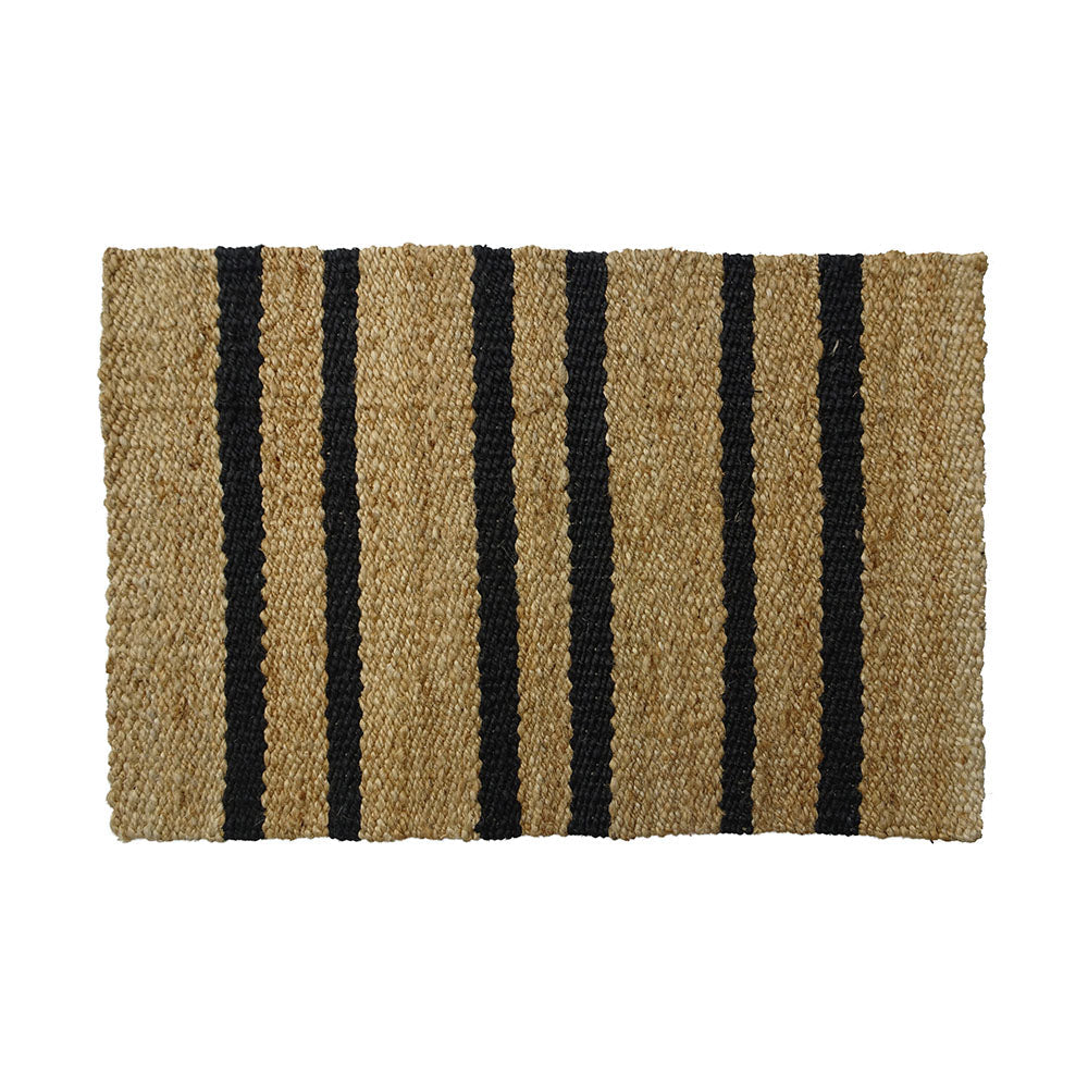 Handcrafted Striped Jute Rug in Natural and Black, 2 x 3