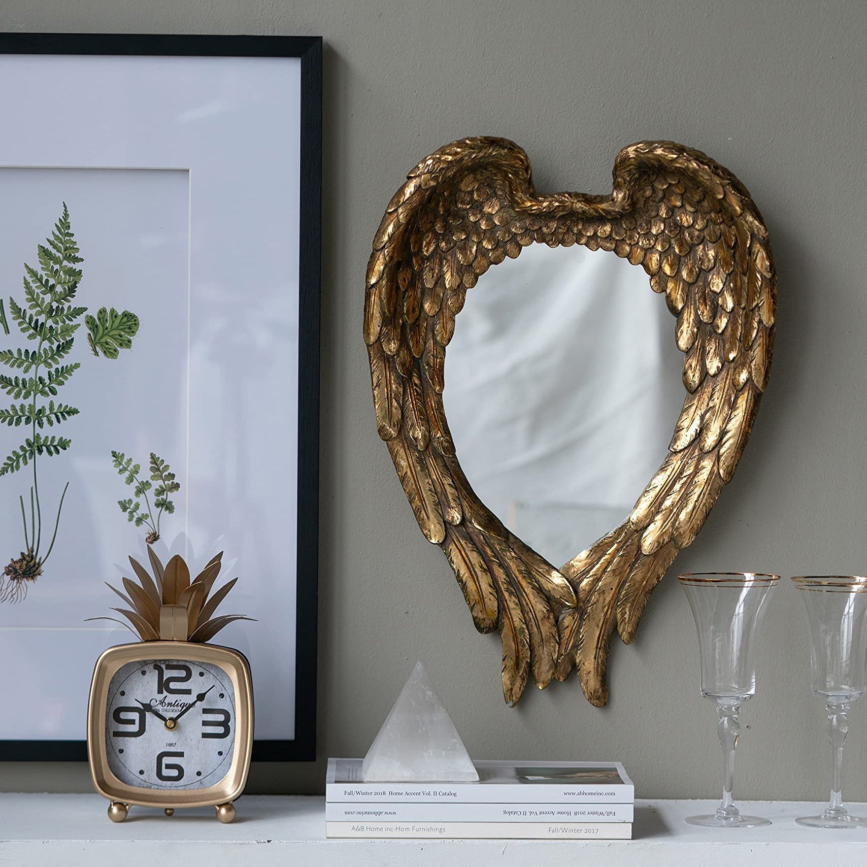 22" x 16" Wall Mirror with Heart-Shaped Wing