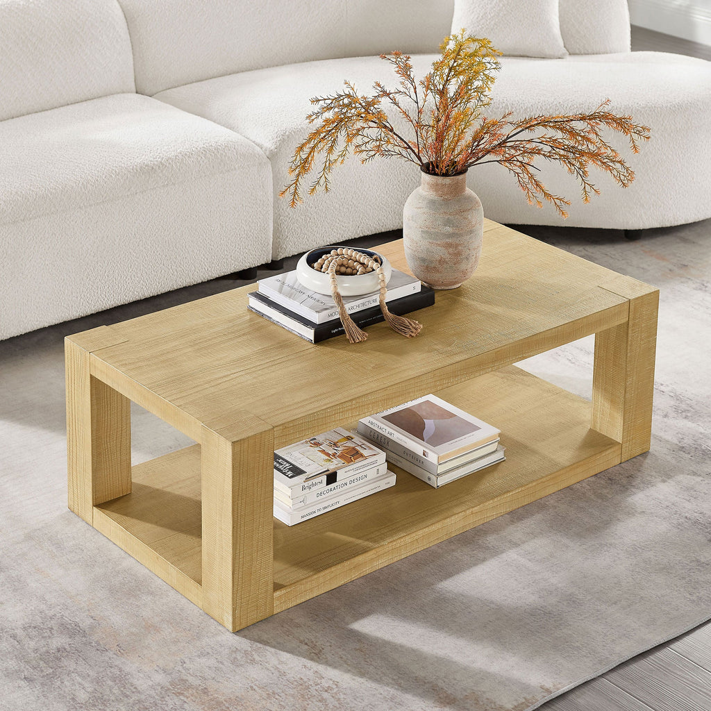 2-Piece Modern 2-Tier Rectangle Coffee Table Set
