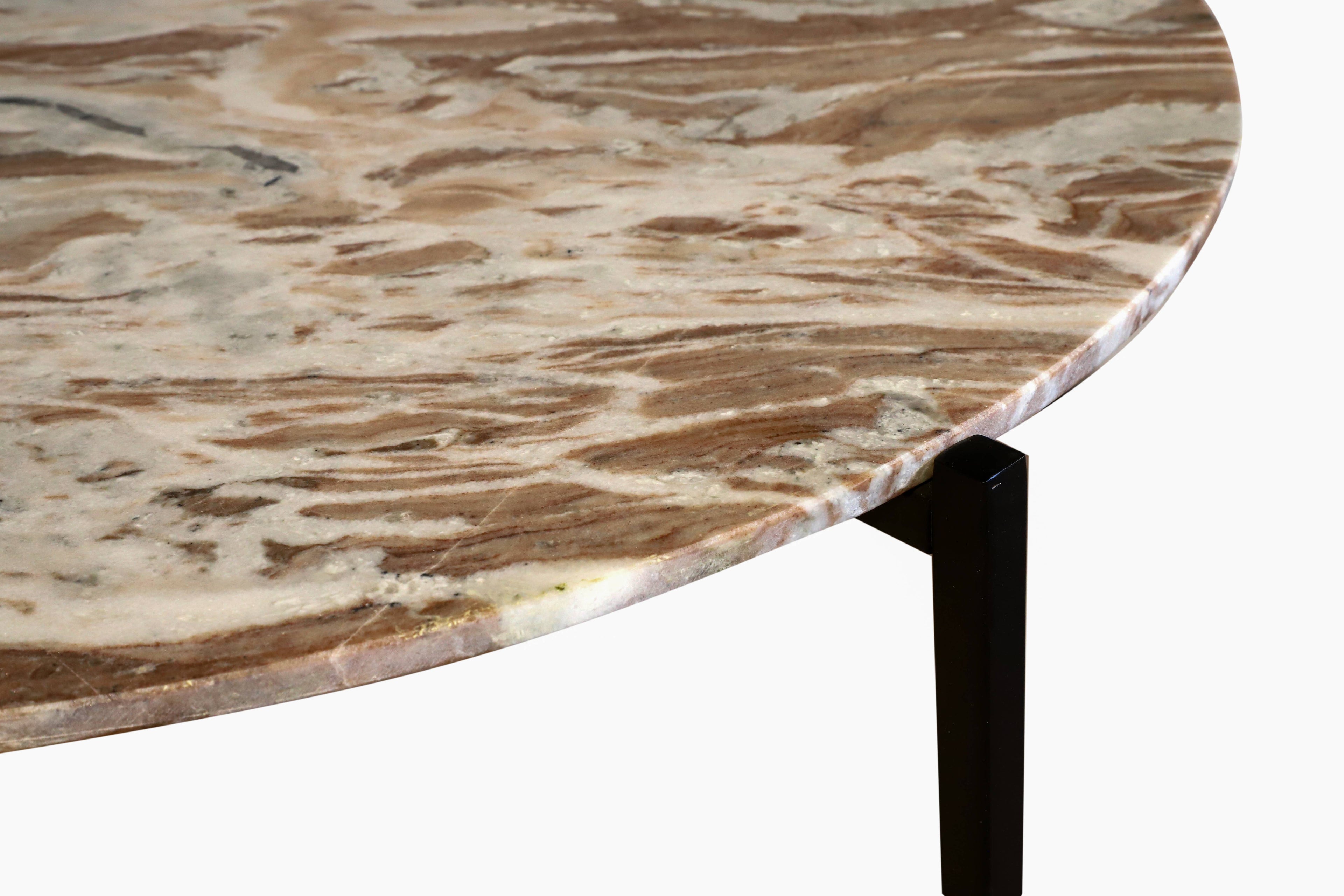 Brown Marble Coffee Table with Metallic Grey Metal Frame