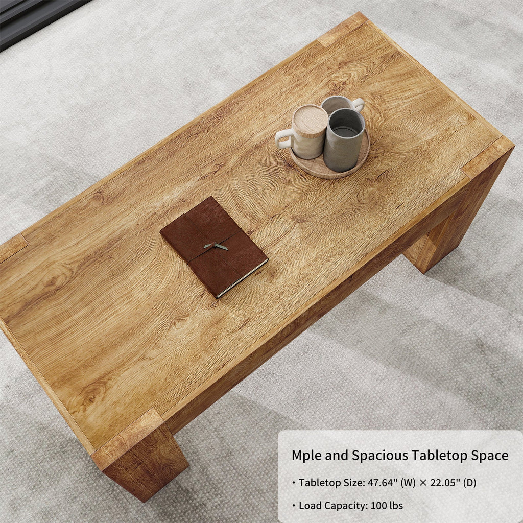 48" Farmhouse Rectangle Coffee Table with Hidden Storage Drawer
