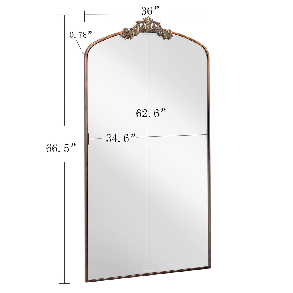 36" x 66" Wall Mirror with Metal Frame and Carved Garland