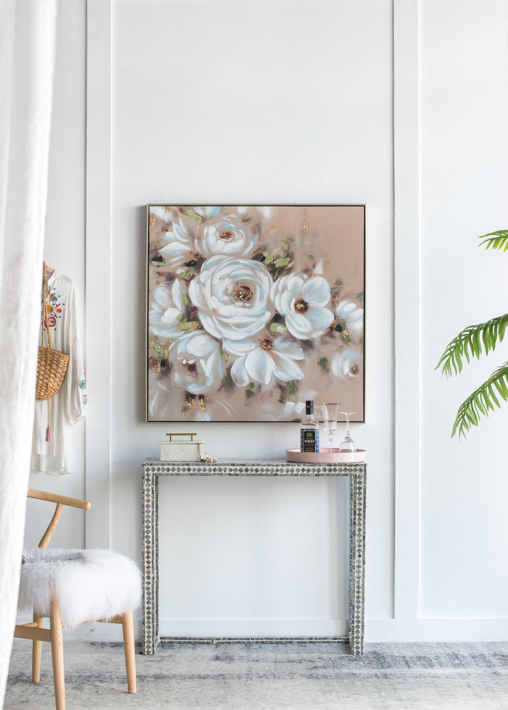 36" x 36" Square Wall Art with Flower Print