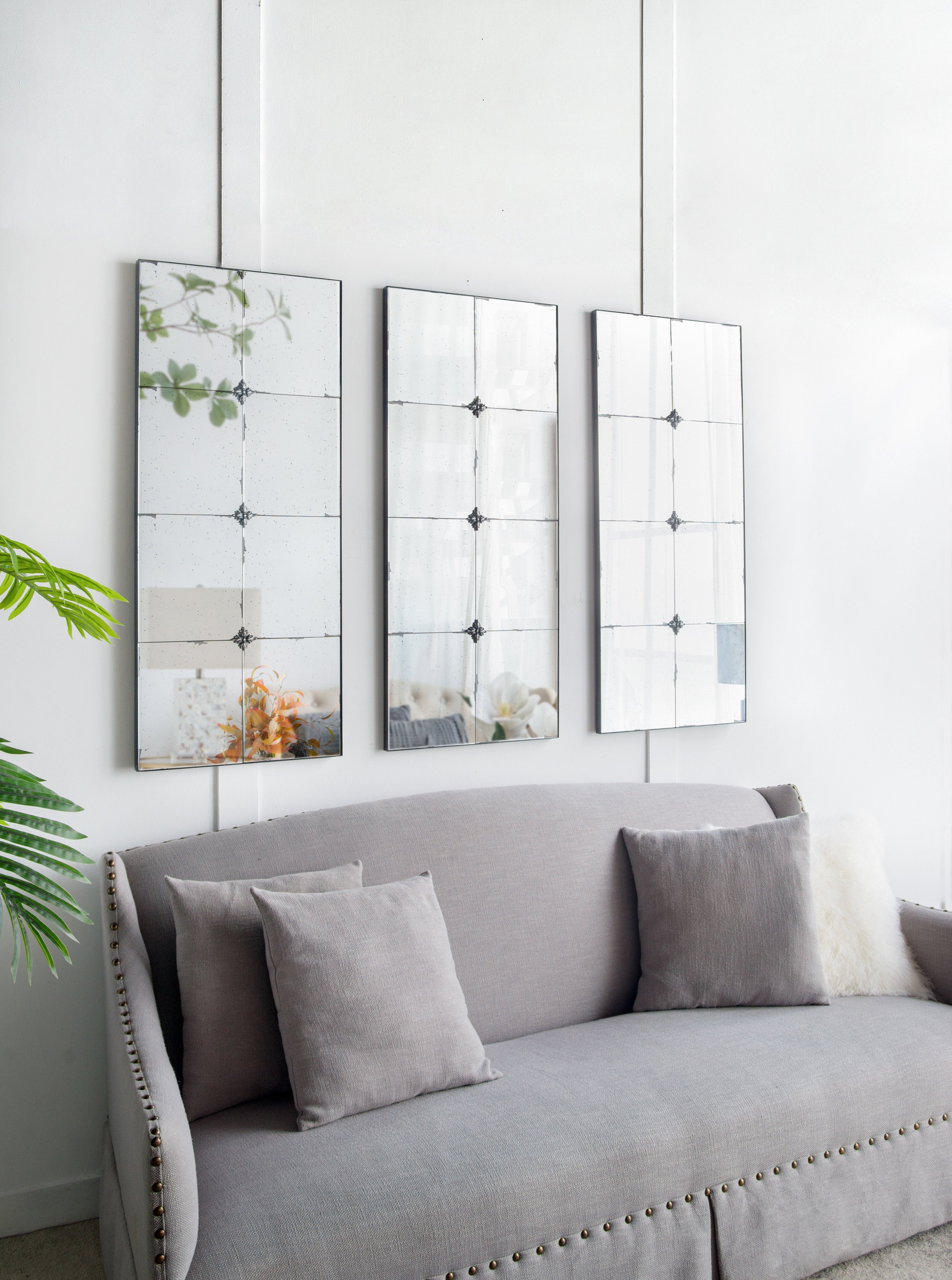 21" x 47" Rectangle Wall Mirror with Metal Accents