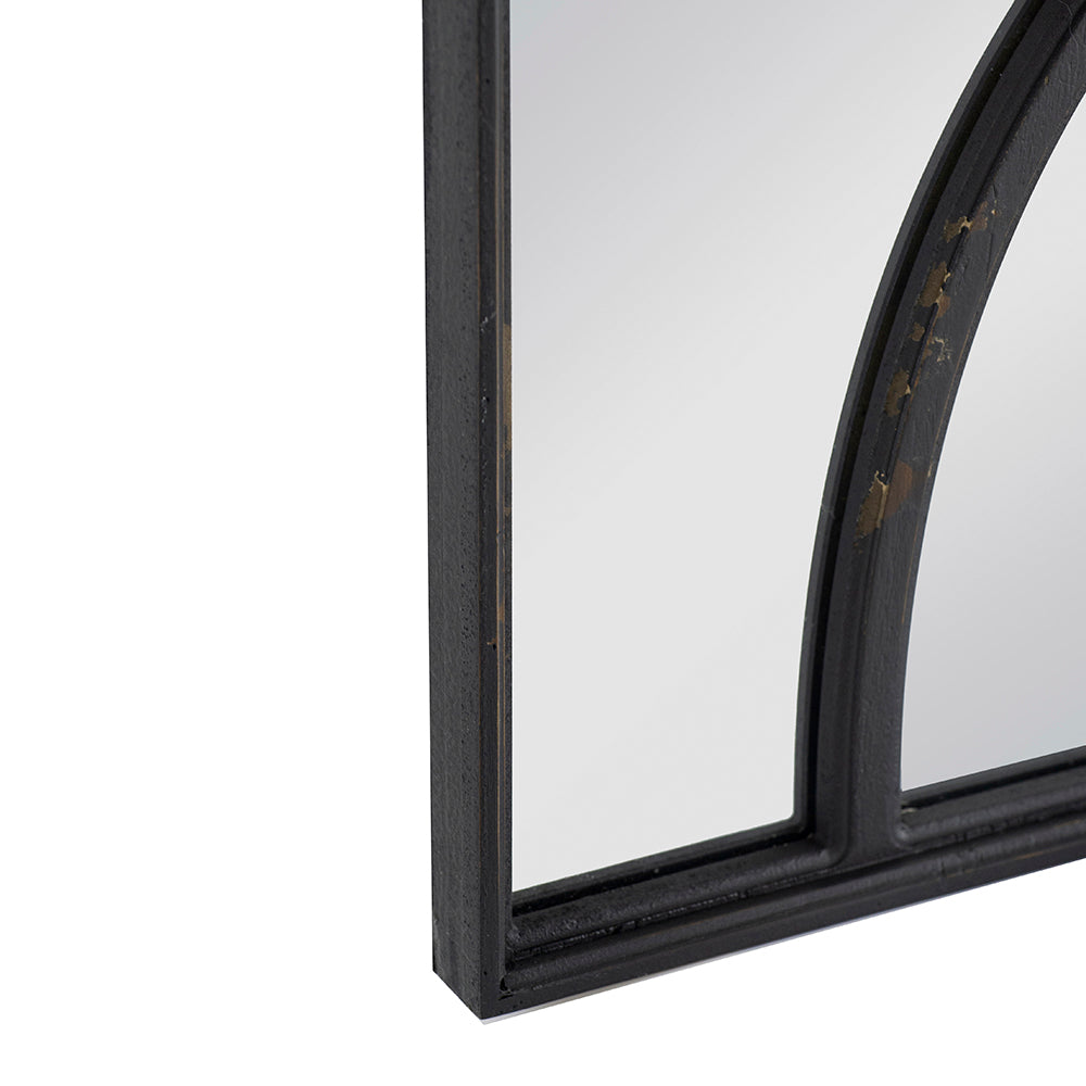 16" x 23" Rectangular Wooden Wall Mirror with Intricate Curved Motifs, Set of 2