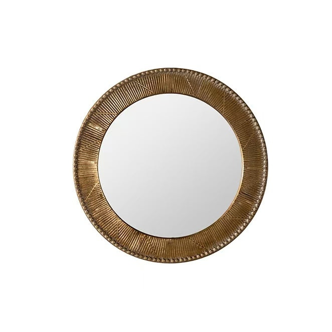 31.3" Gold Textured Round Wall Mirror