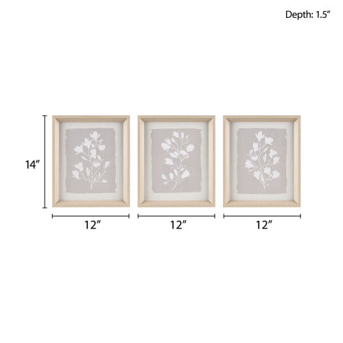 3-Piece Wall Art Set with Botanical Floral