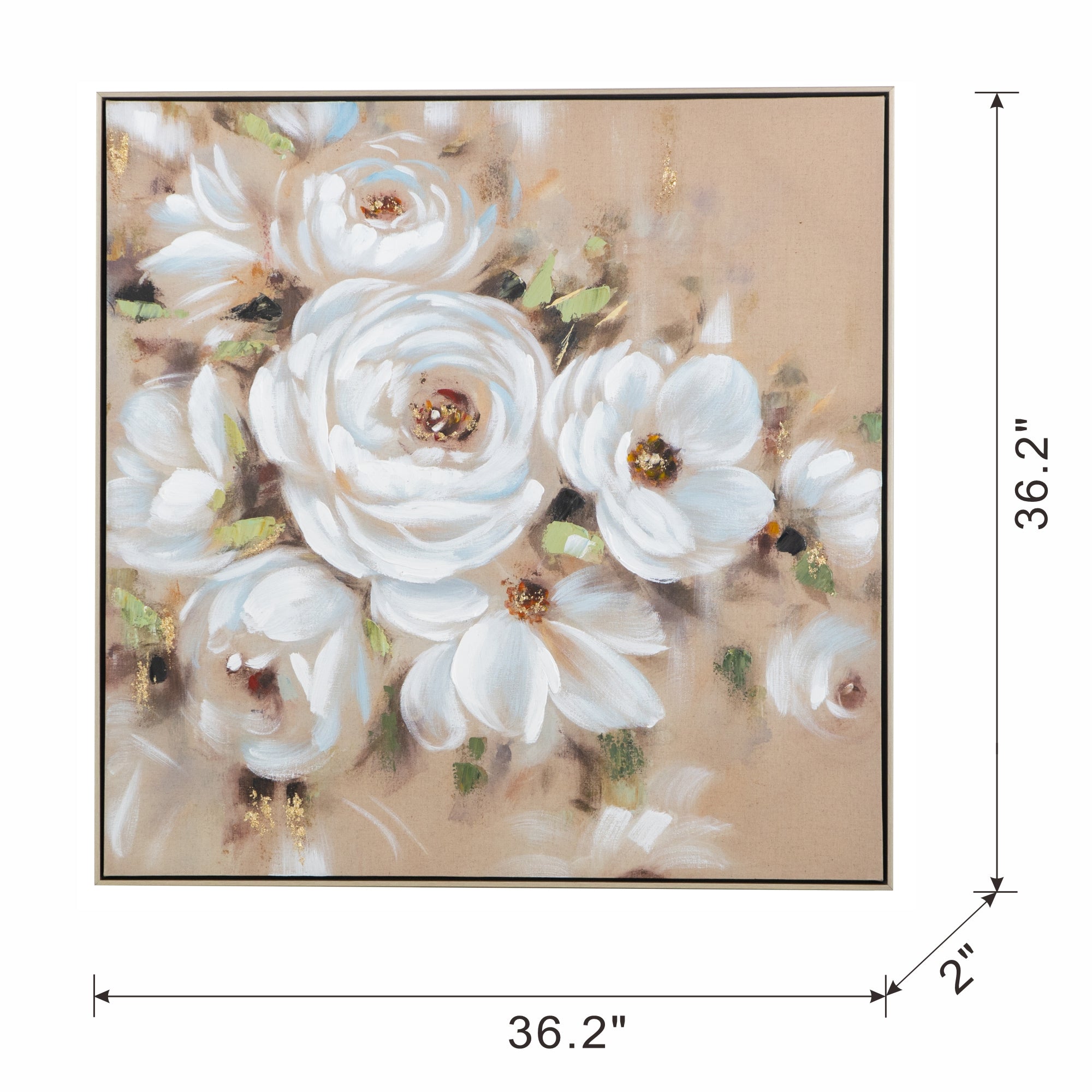 36" x 36" Square Wall Art with Flower Print