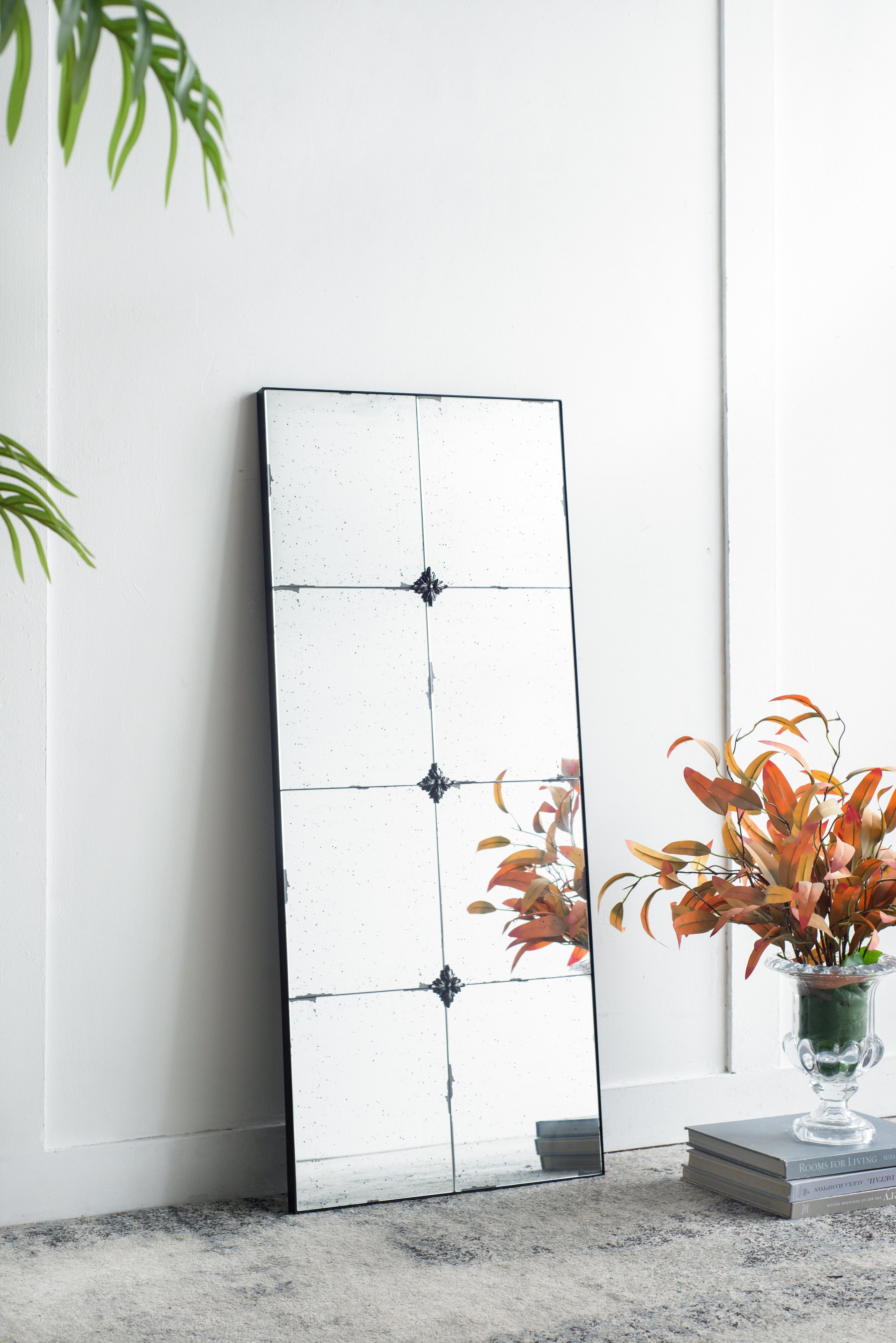 21" x 47" Rectangle Wall Mirror with Metal Accents
