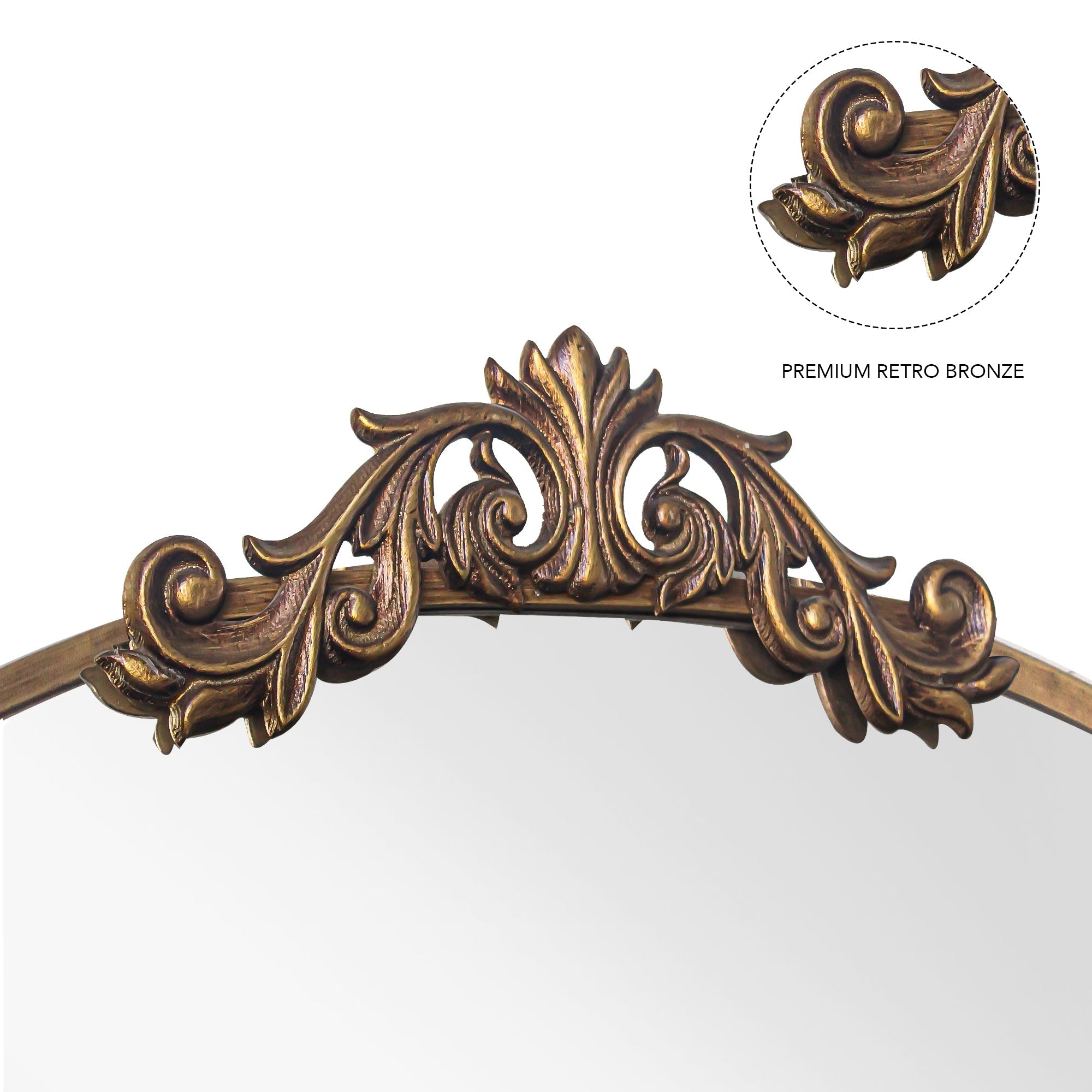 36" x 66" Wall Mirror with Metal Frame and Carved Garland