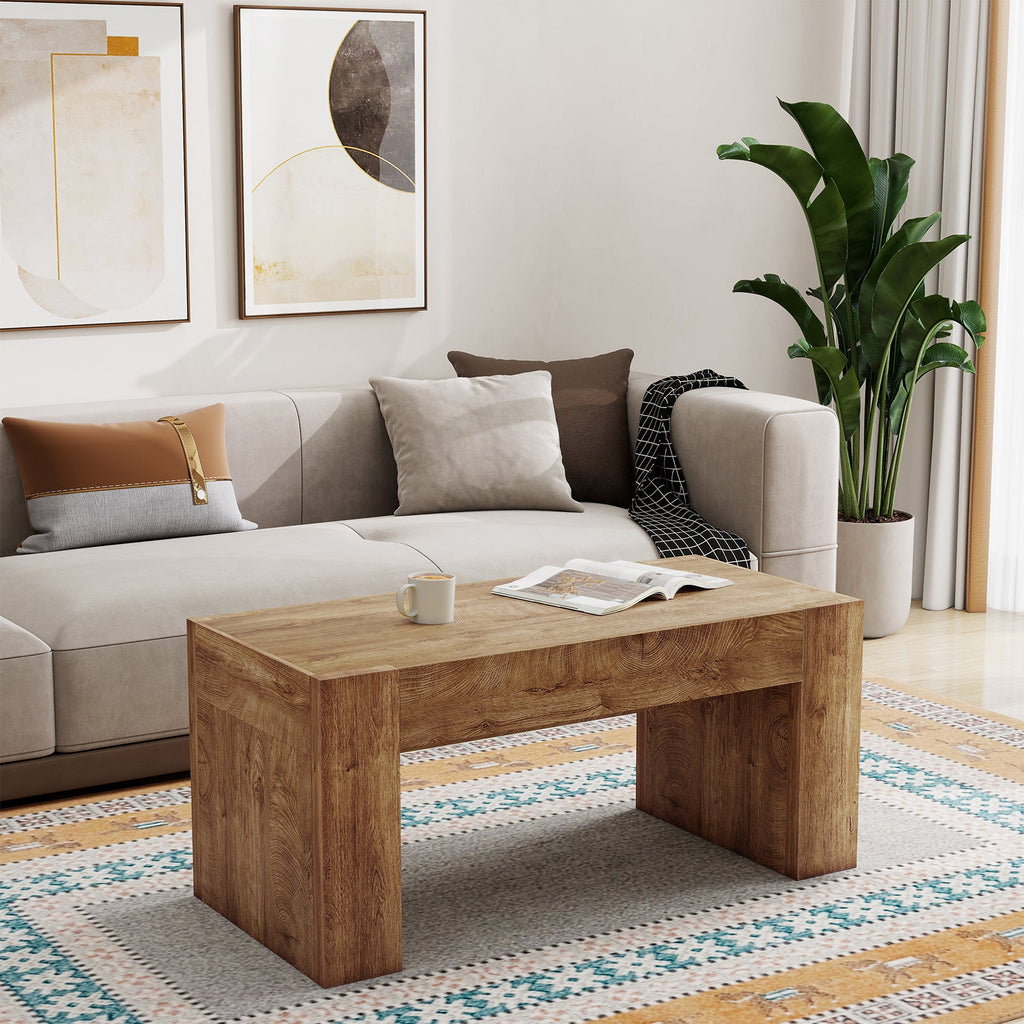 48" Farmhouse Rectangle Coffee Table with Hidden Storage Drawer