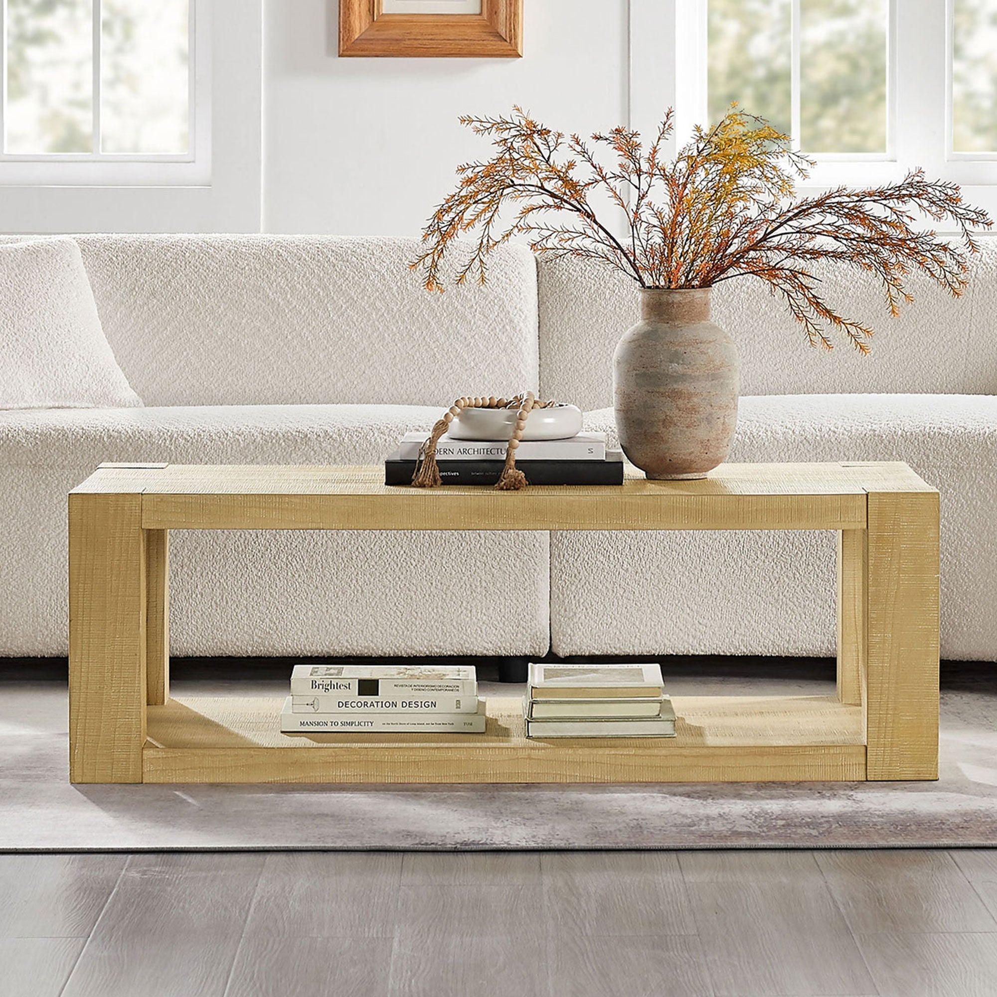 2-Piece Modern 2-Tier Rectangle Coffee Table Set
