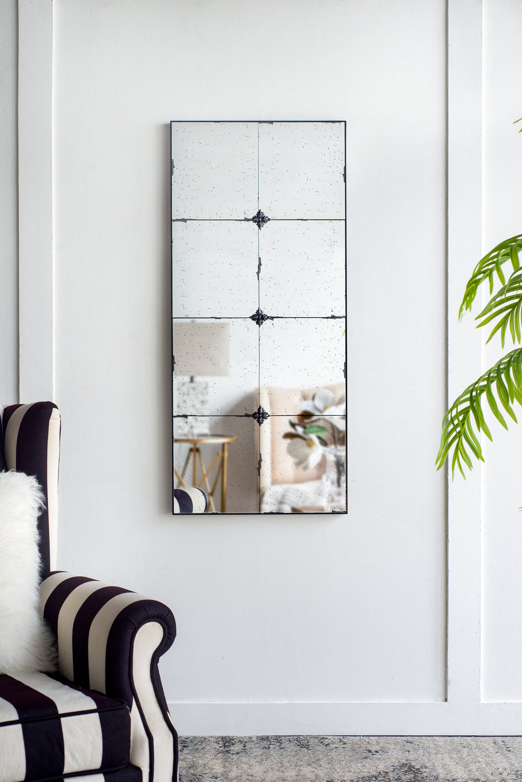 21" x 47" Rectangle Wall Mirror with Metal Accents