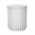 20" Whitewashed Wooden Coffee Table with Vertical Woven Slats - Whitewash Finish