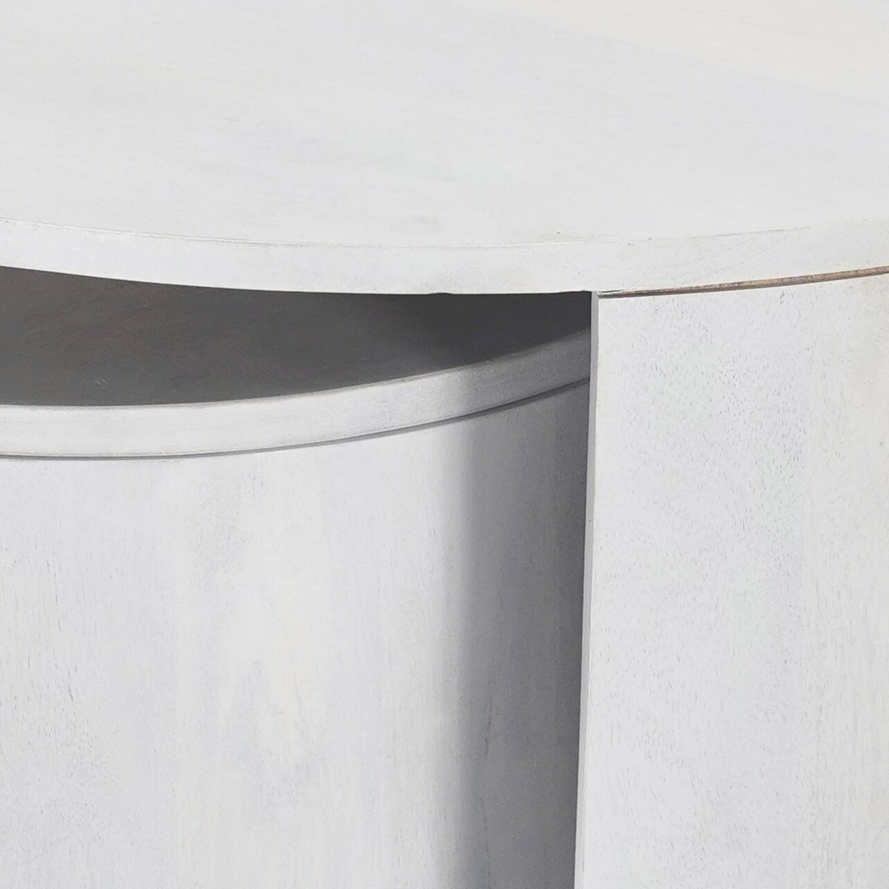 30" Round Nesting Coffee Table with Storage - Mango Wood, Whitewash Finish
