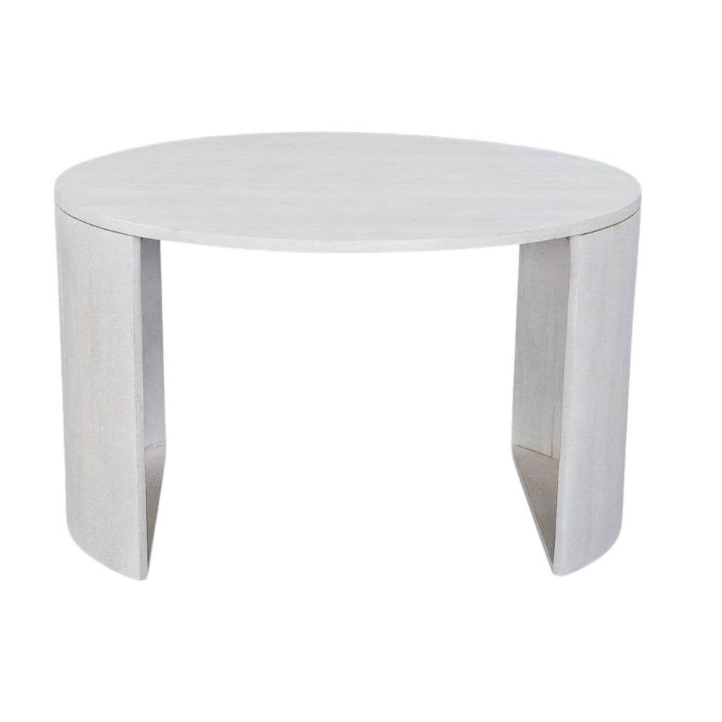 30" Round Nesting Coffee Table with Storage - Mango Wood, Whitewash Finish